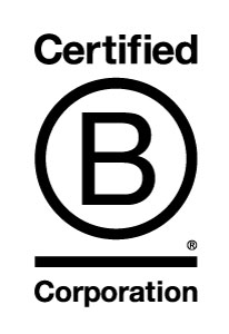 B级企业的标志——符合社会和环境责任的最高标准的企业:白色背景和简单的黑色文字。
